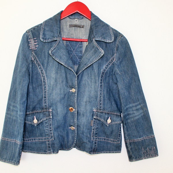 Denim Military Style Jacket Etsy