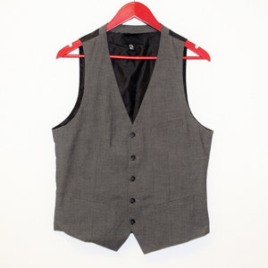 Mens Gray Waistcoat/ Mens Wedding Vest/ Formal Vest Classic Fitted Waistcoat Wedding Office Size Medium image 1