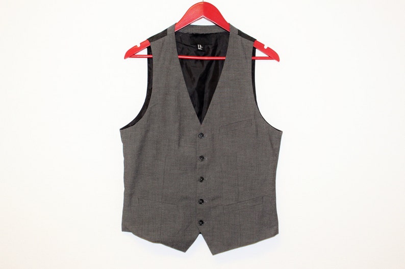 Mens Gray Waistcoat/ Mens Wedding Vest/ Formal Vest Classic Fitted Waistcoat Wedding Office Size Medium image 1