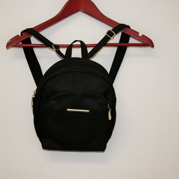 Small Black Nylon Backpack  Rucksack  Crossbody Knapsack