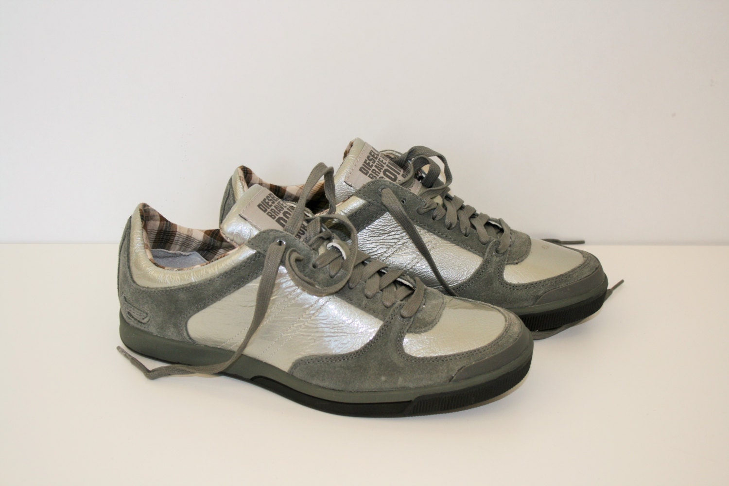 diesel silver trainers