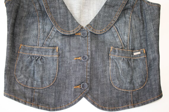 Gray Cotton Vest Womens Denim Waistcoat 