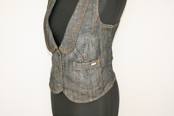 Gray Cotton Vest Womens Denim Waistcoat 