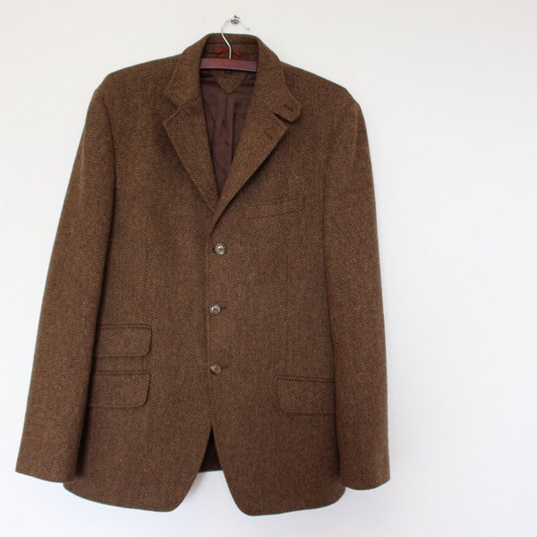 Brown Tweed Jacket Brand TOMMY HILFIGER Mens Brown Tweed Blazer Hipster Weekend Jacket Medium Large Size