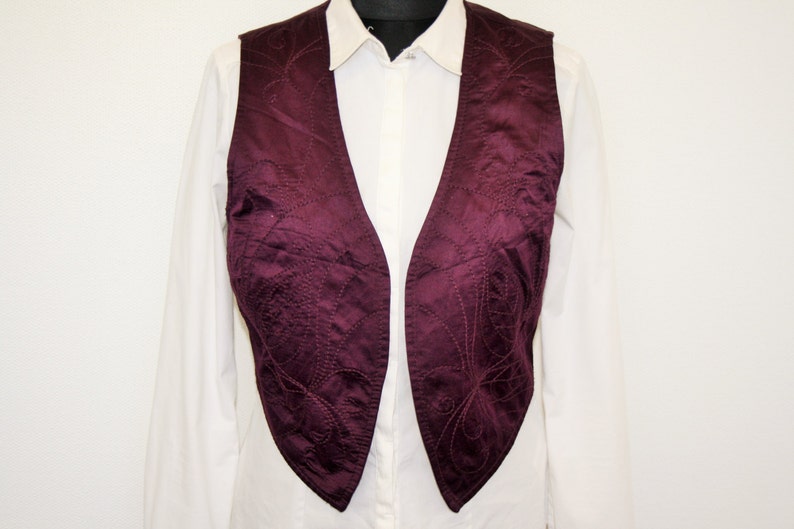 Marsala Womens Vest Embroidered Womens Burgundy Waistcoat Bolero Romantic Hippie Gipsy Boho Medium To Large Size