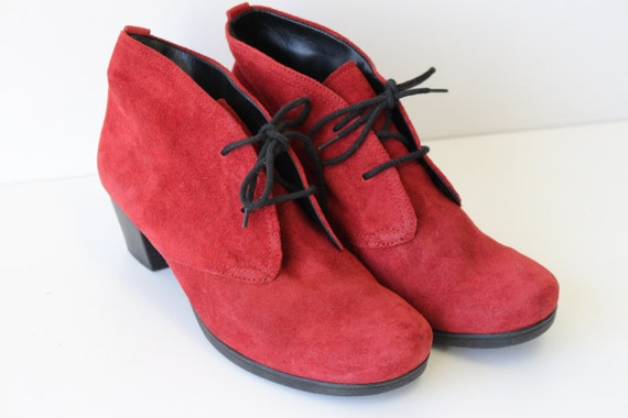 Suede Ankle Boots Red Granny Boots Brand GABOR Womens Red - Etsy