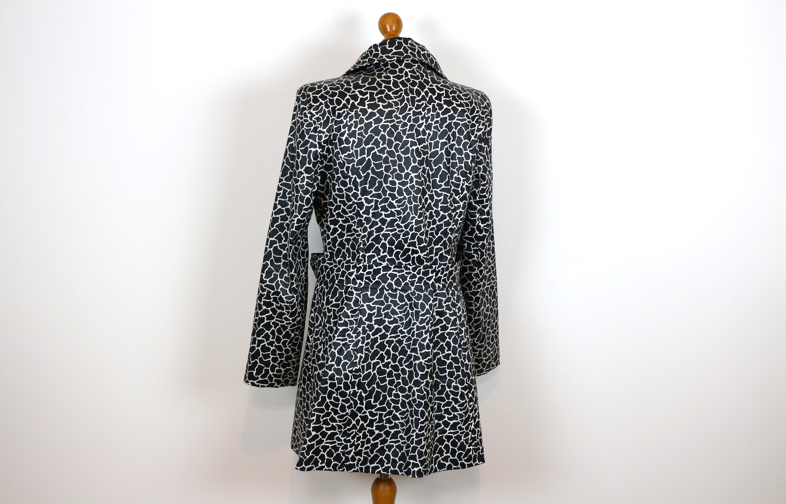 Black White Raincoat Leopard Print Anorack Animal Print Trench Etsy
