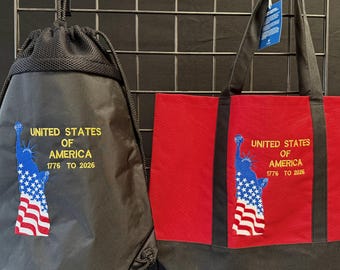 Celebrating USA for 250 Years Draw String and Canvas Bags