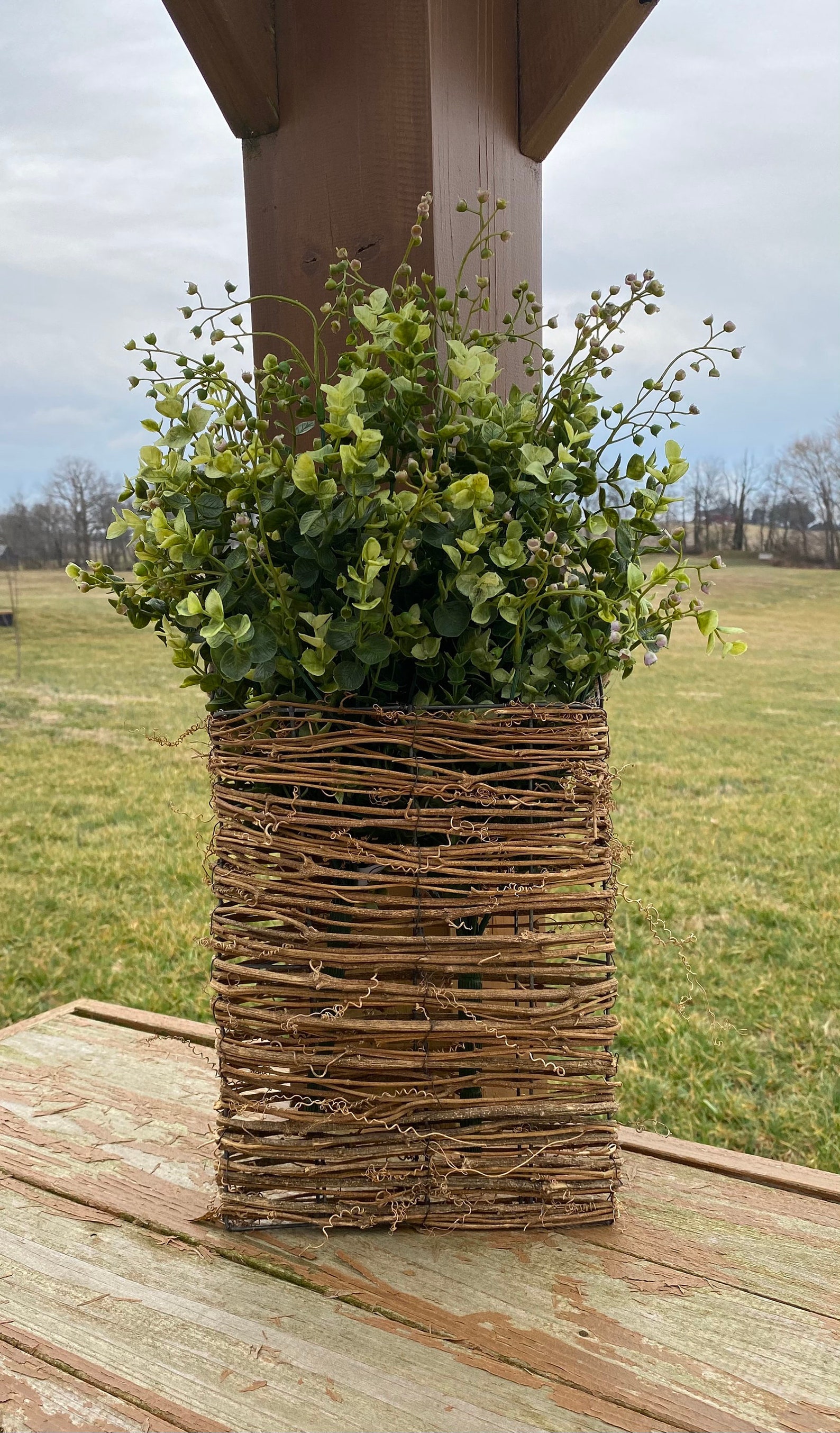 Eucalyptus and Beach Basswood in Basket Rustic Decor Woven Etsy