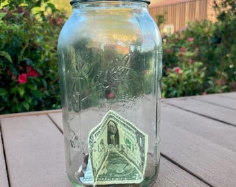 mason jar bank, fun mason jar bank, glass jar storage, glass jar bank, kids piggy bank, savings bank, vacation fund, swear jar, loose change