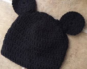 Mickey hat, Crocheted Mickey Mouse hat, handmade beanie, Halloween costume hat, cute kids hat, Disney hat, kids Disney mouse hat