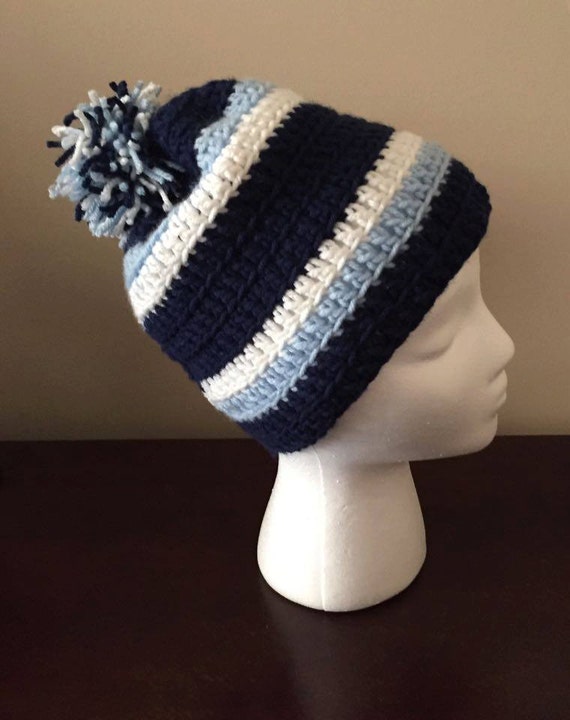 NEW CUTE STUFF women\'s nina beanie hat in night blue & white stripe Cute Stuff Women main image 3