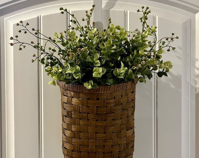 Eucalyptus in Wall Basket, Rustic Decor, Bamboo Basket, Hanging Planter