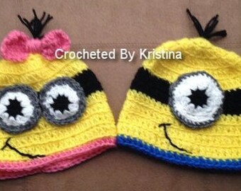 Minion custom hat, Halloween Minion costume, Despicable Me Minion crocheted hats, unique gift, Minion hat, custom costume hat