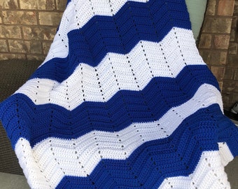 Crocheted Chevron Throw Blanket Lap Blanket Stadium Blanket Handmade Afghan Chevron Stripe Afghan Home Decor