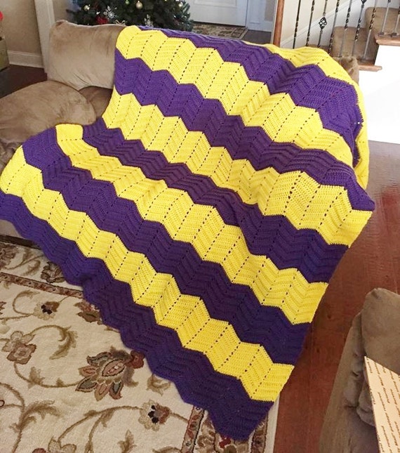 Crochet Chevron Stripe Blanket Lsu Tigers Baltimore Ravens - Lsu Baby Bedding Crochet Chevron Stripe Blanket Lsu Tigers Baltimore Ravens - Lsu Baby Bedding