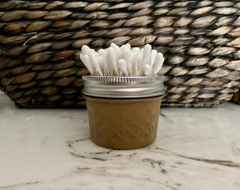 Mason jar q tip holder, mason jar bathroom storage, mason jar organizer, bathroom jar, makeup holder, cotton ball holder, custom gift