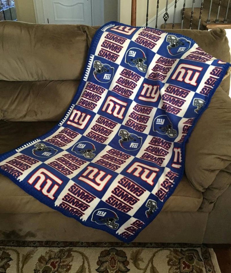 New York Giants fleece with crocheted border lap blanket throw Etsy