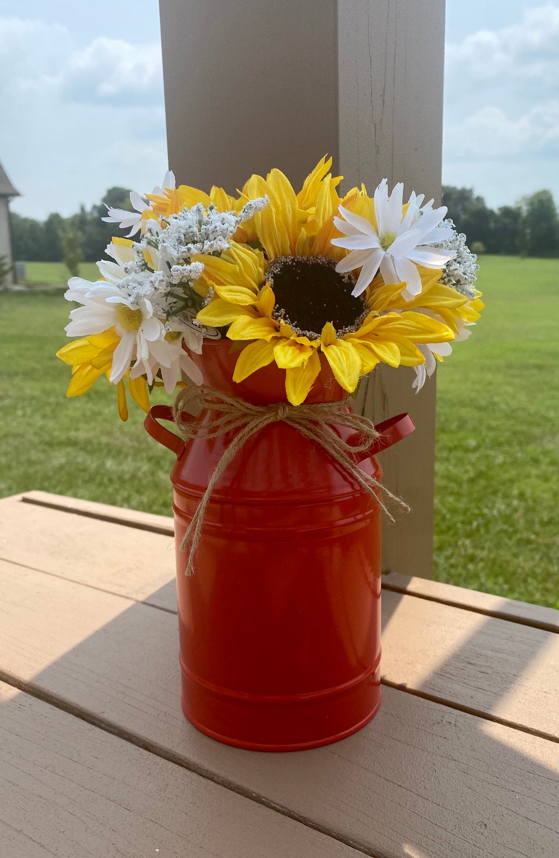 Galvanized Metal Milk Can With Sunflowers and Daisies Etsy