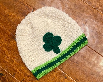 Crocheted St Patricks Day hat shamrock hat clover hat Irish hat beanie St Pattys Day hat kids St Patricks Day Irish pride celebrate Irish