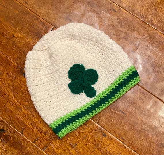 Crocheted St Patricks Day hat shamrock hat clover hat Irish hat beanie St Pattys Day hat kids St Patricks Day Irish pride celebrate Irish