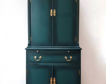 SOLD SOLD **Strongbow Drinks Cocktail Cabinet Hand Painted in a Teal Mineral Paint