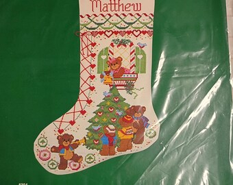 Dimensions Bears' Gingerbread Shoe Stocking counted cross stitch kit, model 8304.