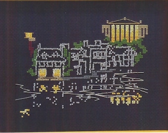 CHART of Boathouse Row in Philadelphia counted cross stitch