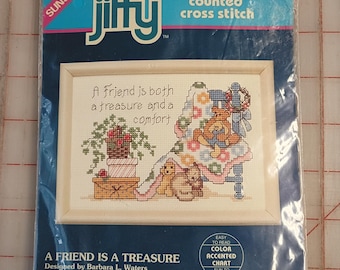 A Friend is a Treasure Counted Cross Stitch Kit by Jiffy (Sunset) 16583