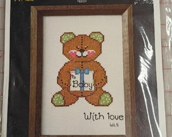 Needlemagic, Inc. Teddy #706, Counted Cross Stitch Kit, fits 5 x 7 Frame