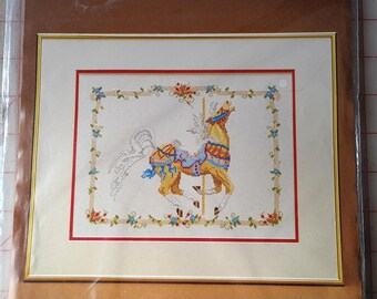 KIT - Bernat Prancing Carousel Horse (HO4202) Counted Cross Stitch Kit.