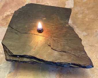 Rustic Rock Oil Candle, Paraffin Tabletop Accent