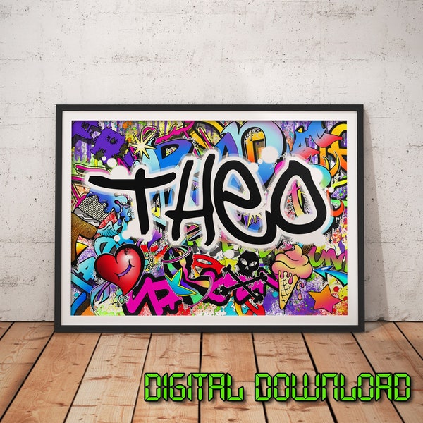 Personalised Name Graffiti Wall Art Print - Digital download