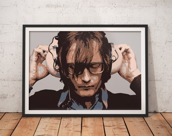 Jarvis Cocker Art Print: Pulp Frontman wearing headphones. Stylish pop art