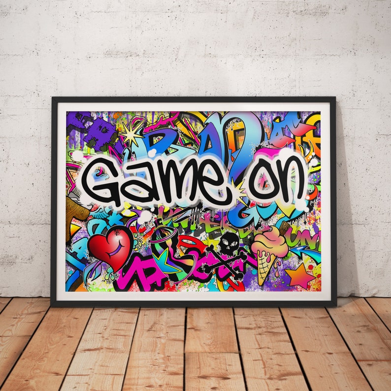 Personalised Name Graffiti Wall Art Print boys girls childrens bedroom street urban art decor colourful image 4