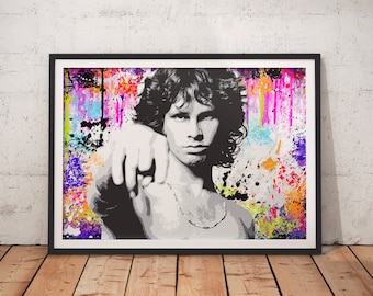 Jim Morrison-graffitikunstprint: The Doors, veelkleurig woondecoratie