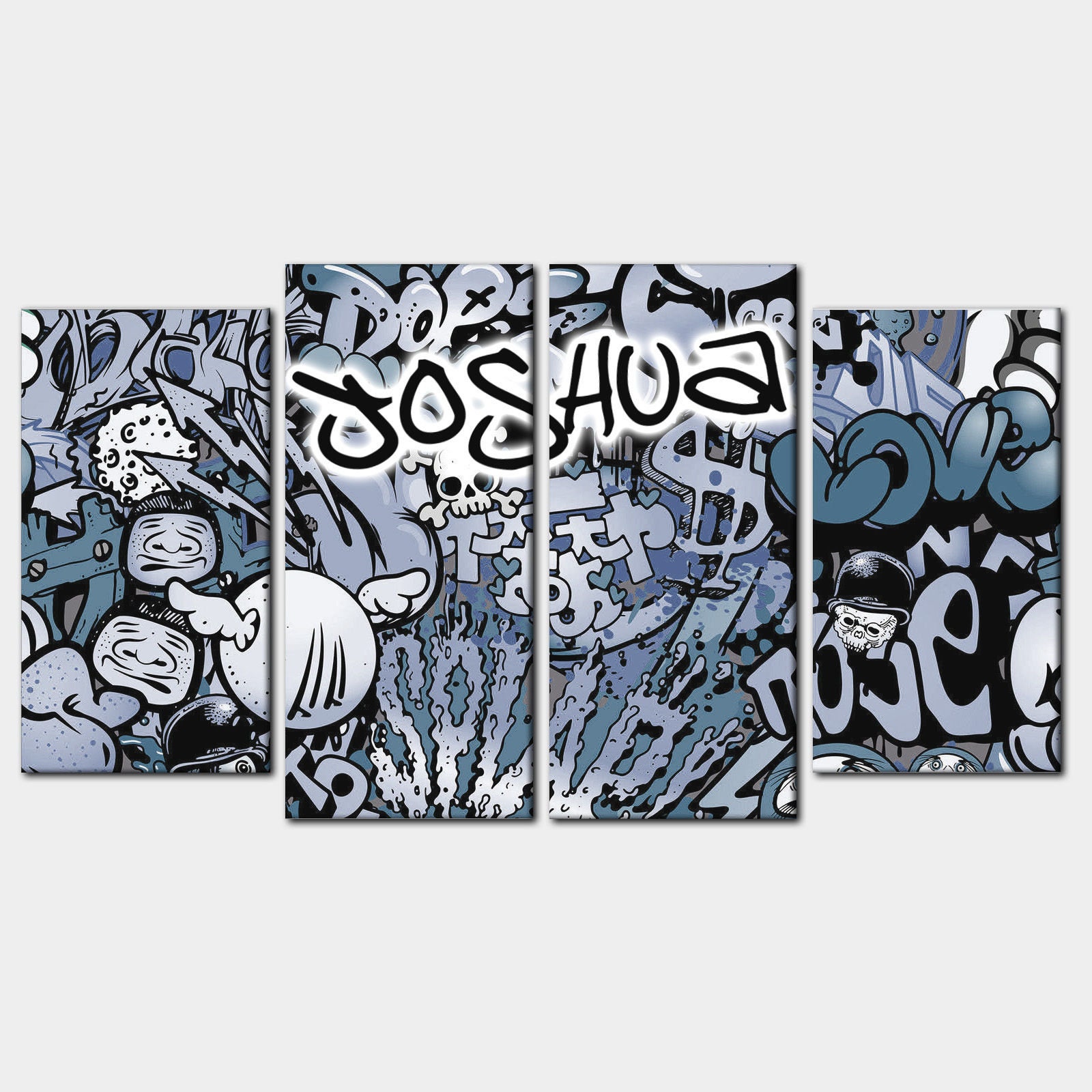 Personalised Graffiti Wall Art Canvas Print Large four piece Etsy