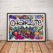 Personalised Name Graffiti Wall Art Print - boys girls childrens bedroom street urban art decor colourful 