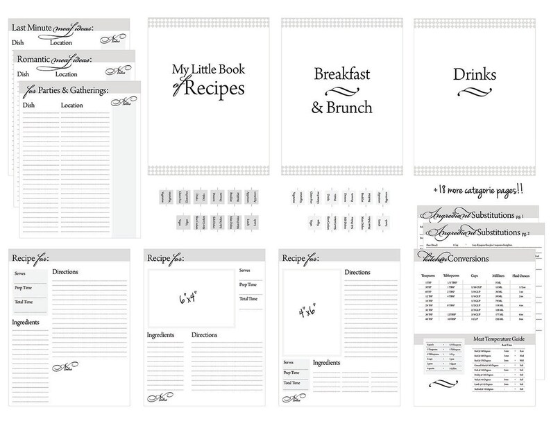 Ink-friendly Printable Recipe Binder Organizer // 31 Print | Etsy