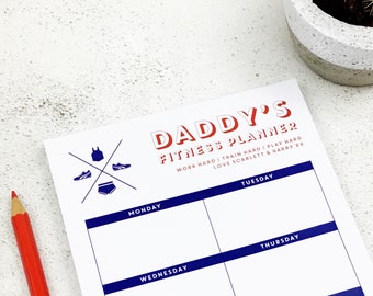 Sports And Fitness Planner - Custom Name - Weekly Planner - Notepad - Bullet Journal - Father's Day Gift - Gift For Him - Gym Buddy