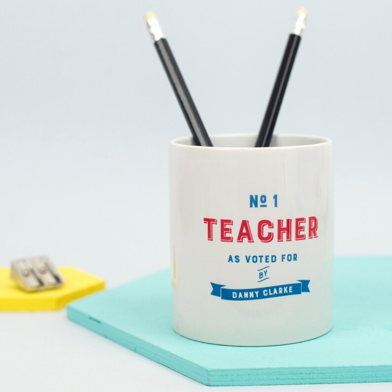 Personalised Number One Teacher Desk Tidy Etsy