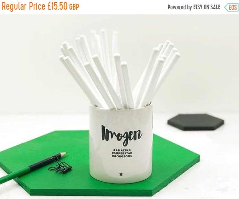 On Sale Pen Pot With Monochrome Design Personalized Desk Etsy