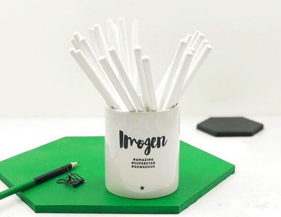 Pen Pot With Monochrome Design Personalized Desk Tidy Etsy