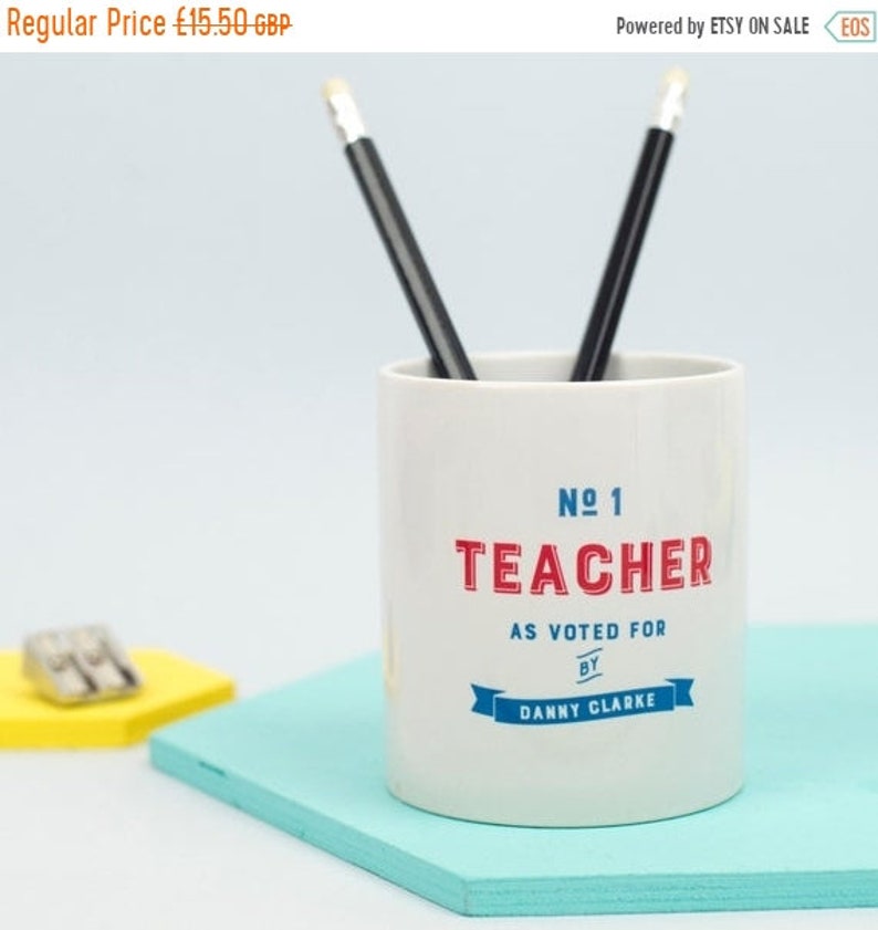 On Sale Personalised Number One Teacher Desk Tidy Etsy
