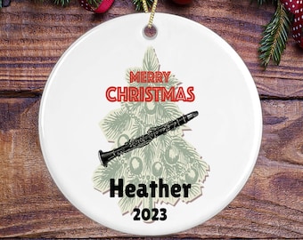 Personalized Clarinet Christmas Ornament, Clarinet Player Gift, Marching Band Keepsake, Name and Date Ornament, Musical Instrument