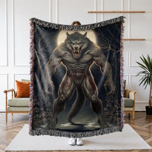 Werewolf Blanket, Wolf Shifter, Wolf Man, Booktok Girly Gift, Primal Animal Gift For Boyfriend, Mythical Creature Cryptid