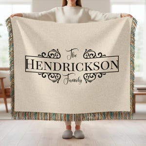 Custom Last Name Woven Blanket, Personalized Family Name Blanket, Monogram Blanket, Personalized Gift, Family Gift