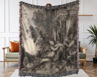Goddess Of Discord Woven Blanket, Vintage Art Blanket, Witchy Decor, Gothic Throw Blanket, Wall Tapestry