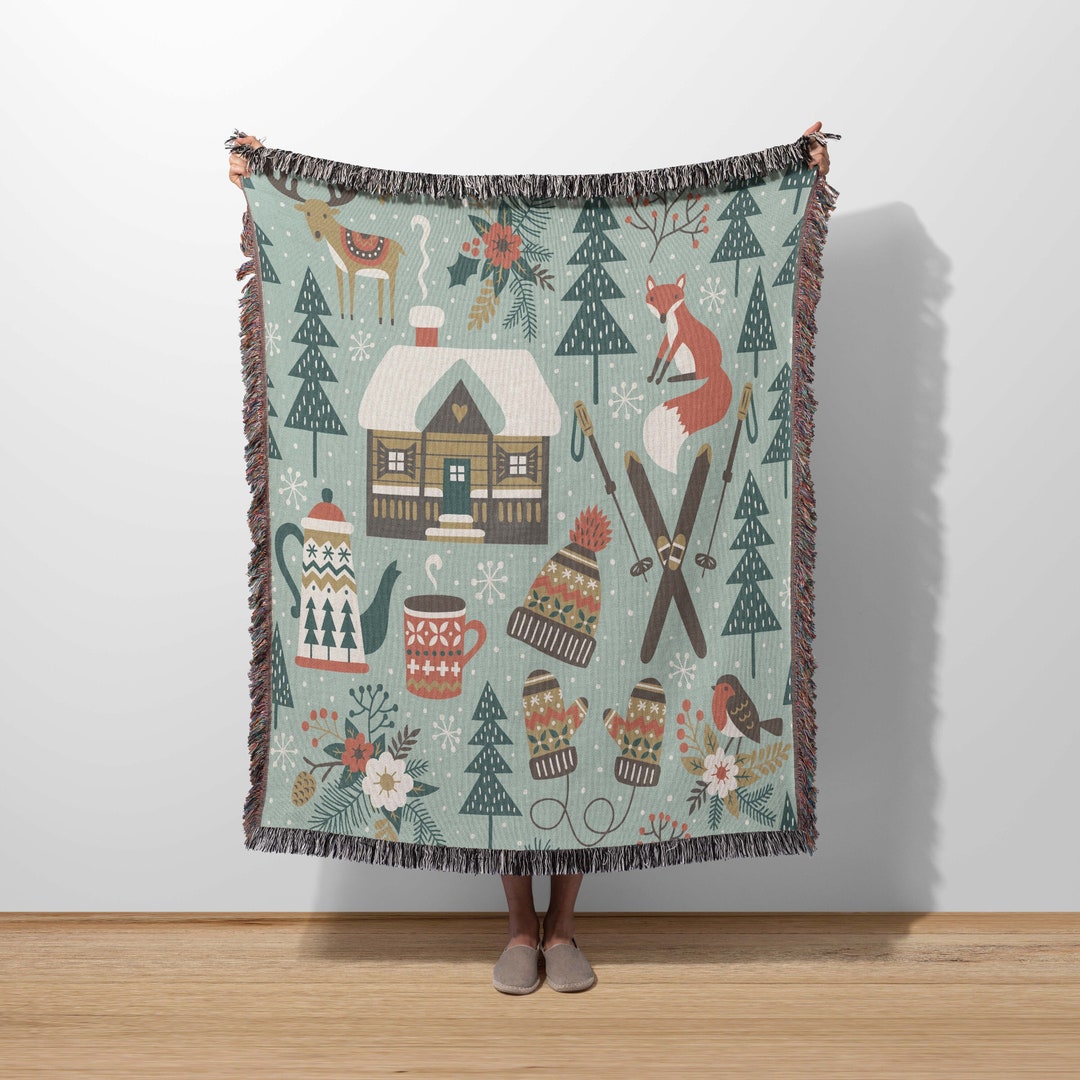 Fox Snow Pattern Print Blanket