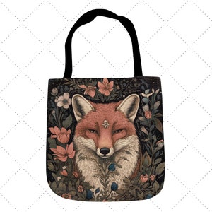 Fox Woven Tote Bag, Woodland Animal Floral Tapestry Tote Bag, Dark Academia Woven Bag, Lined Tote, Fox and Floral Tote Bag, Woven Tapestry